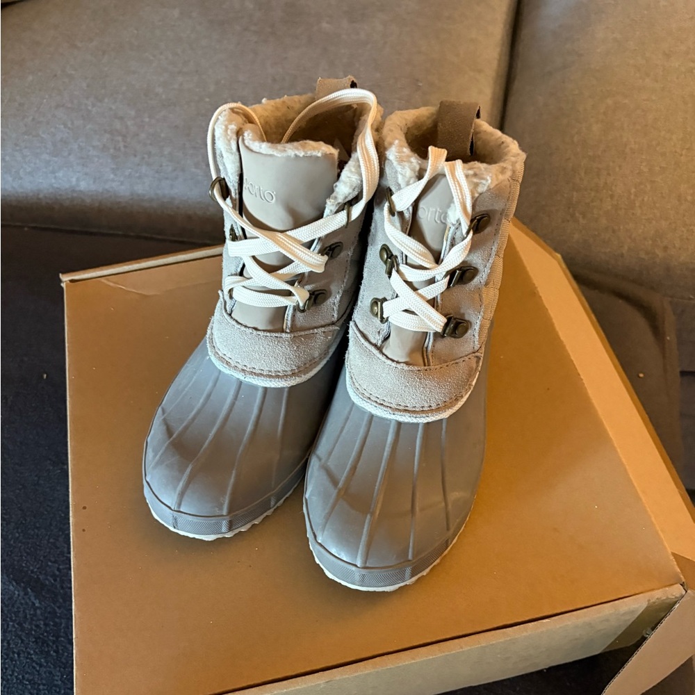 Sporto duck women’s Gray Winter Boots size 8 faux shearling lined waterproof